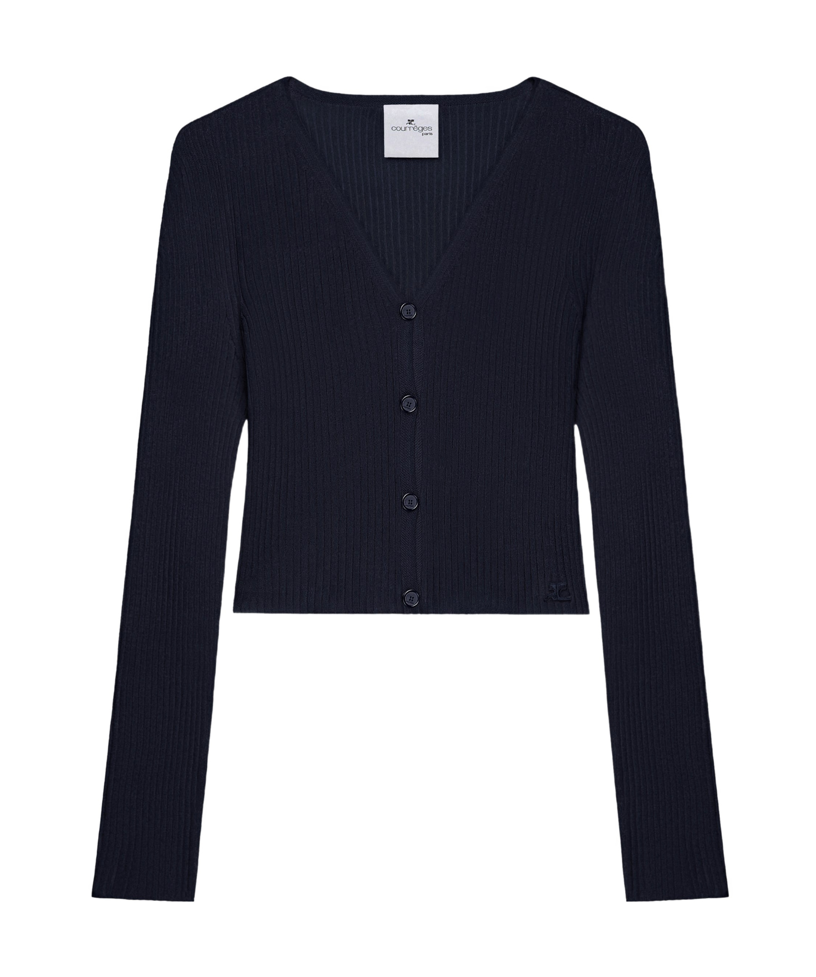 Courrèges Ribbed V-neck Cropped Knitwear In Black