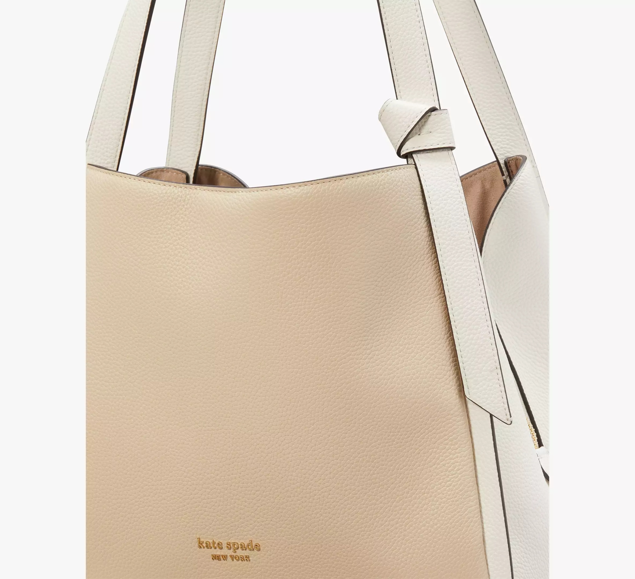 Shop Kate Spade Large Knott Leather Shoulder Bag In Nude