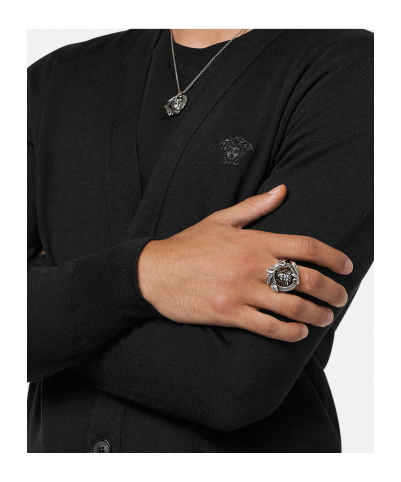 Versace Medusa Head Motif Ring In Metallic