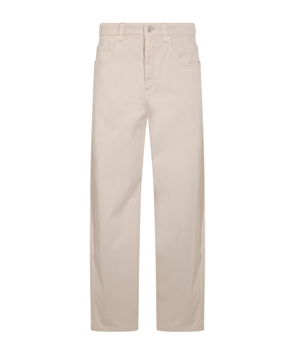 Brunello Cucinelli Straight Trousers With Belt Loops And Pockets In Neutral