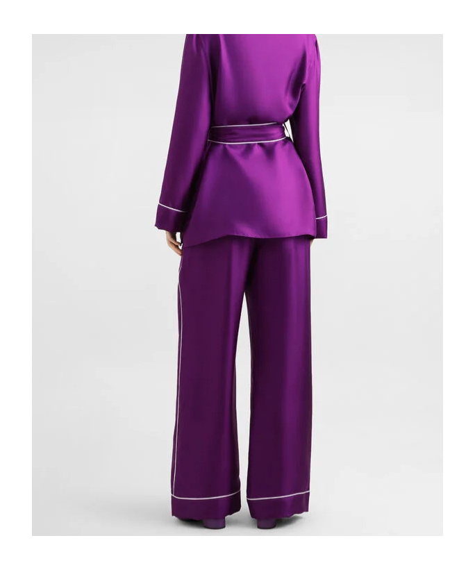 Dolce & Gabbana Silk Twill Vanity Pants In Purple