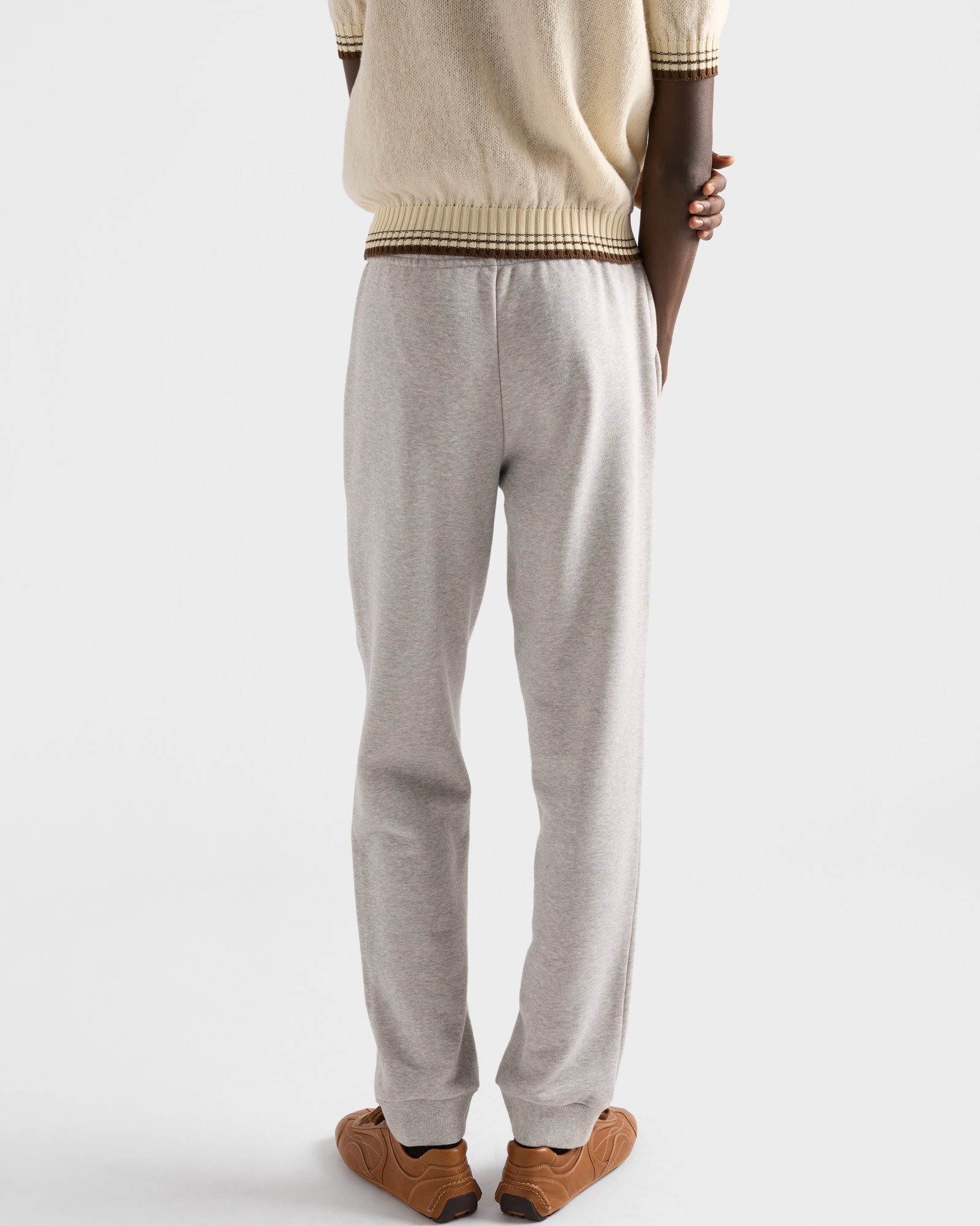 Prada Cotton Fleece Joggers In Gray