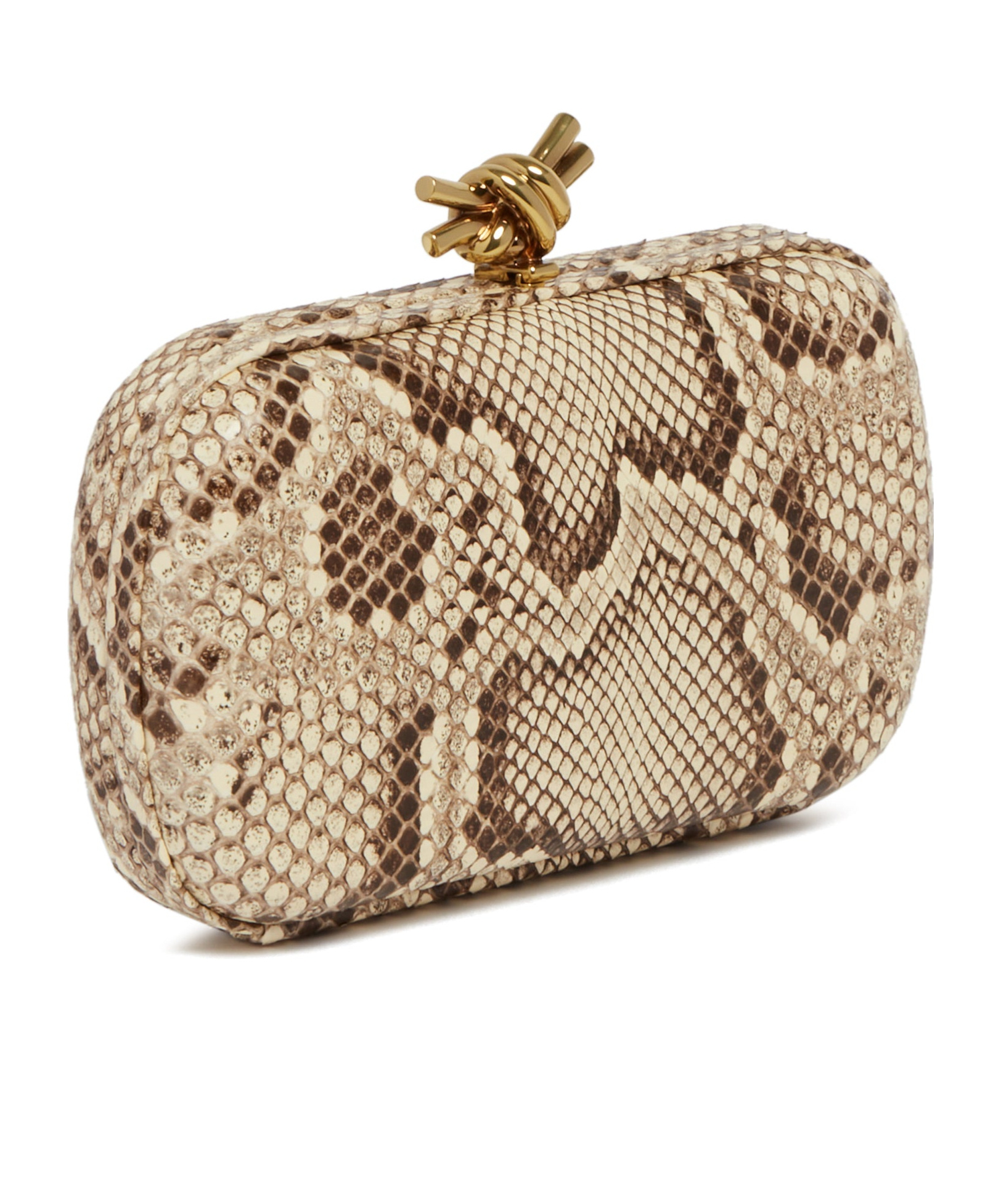 Bottega Veneta Knot Python Minaudiere In Nude