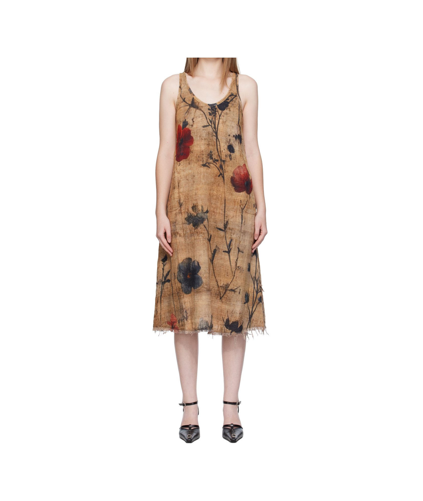 R13 Brown Reversible Tank Midi Dress In Multi
