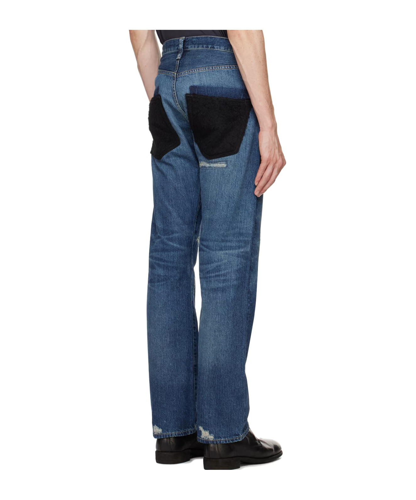 Junya Watanabe Indigo Distressed Jeans In Blue