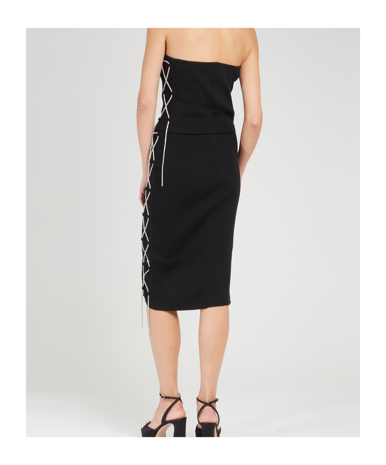 Giuseppe Di Morabito Strapless Lace-up Top In Black