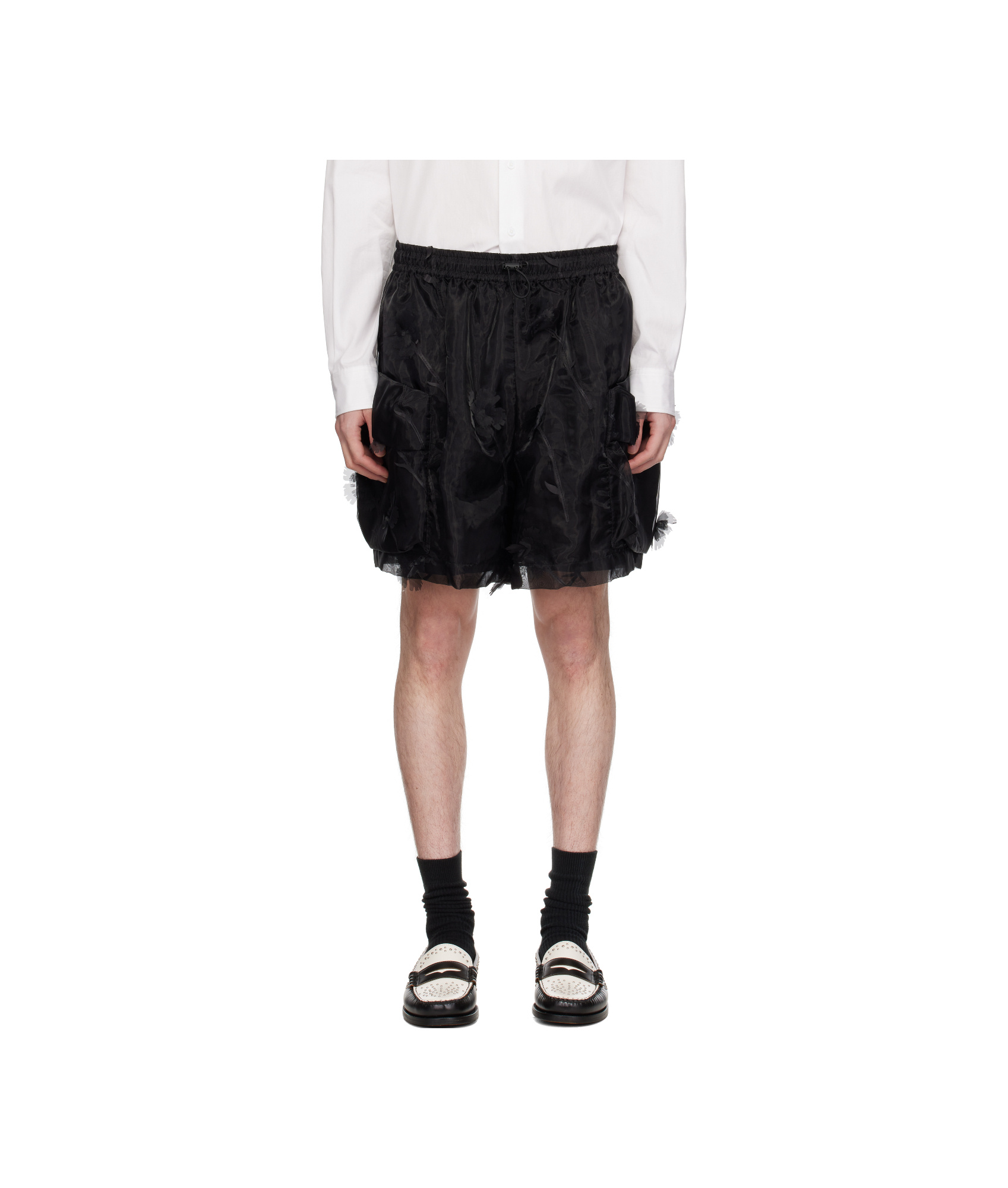 Simone Rocha Black Layered Flap Cargo Shorts
