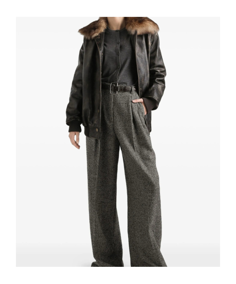 Dolce & Gabbana Shearling-trimmed Leather Bomber Jacket In Brown