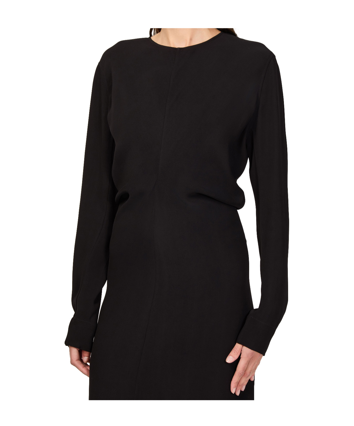 Totême Round Neck Long Sleeve Dress In Black