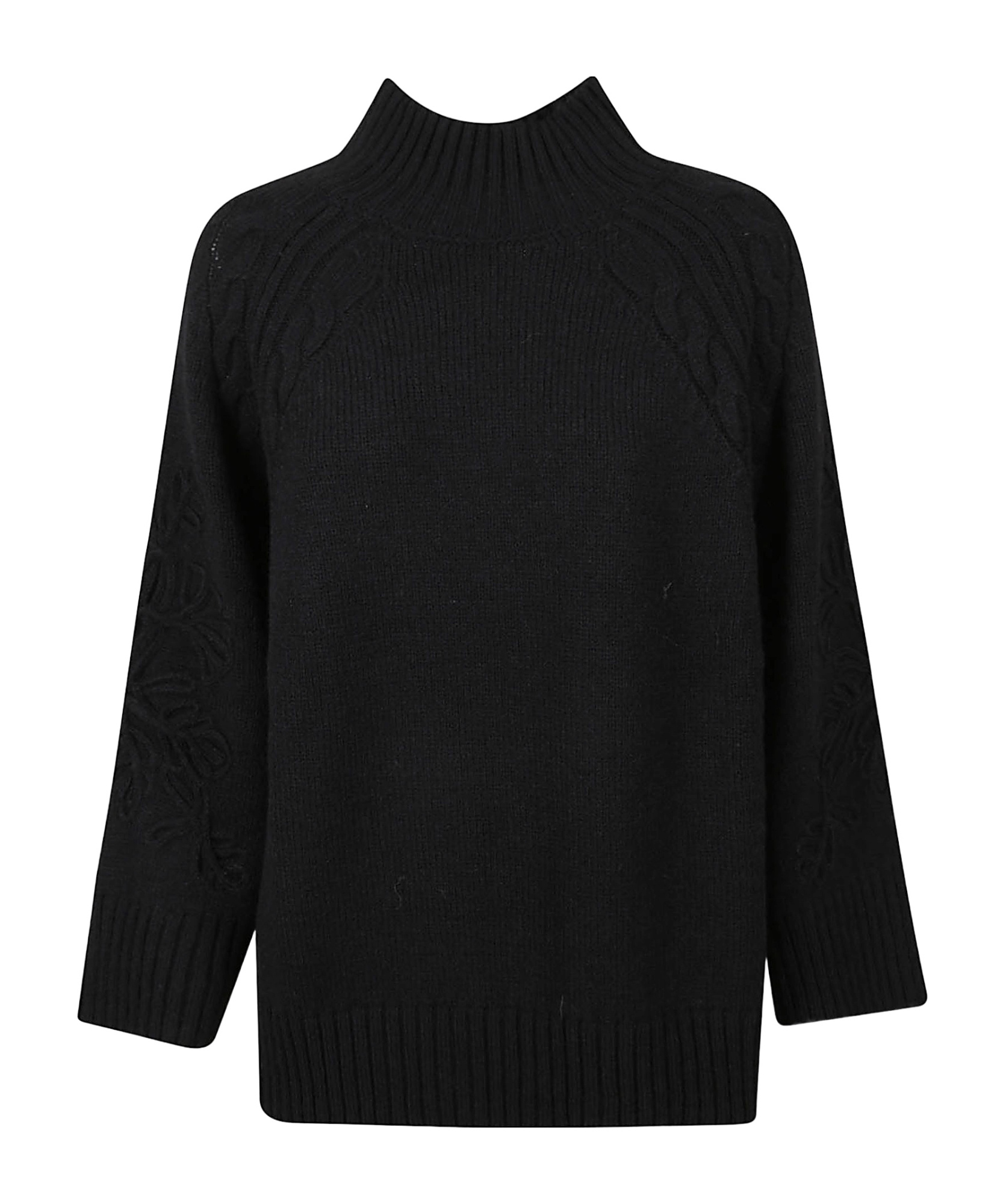 Ermanno Firenze Wide-sleeved Ribbed Sweater In Black