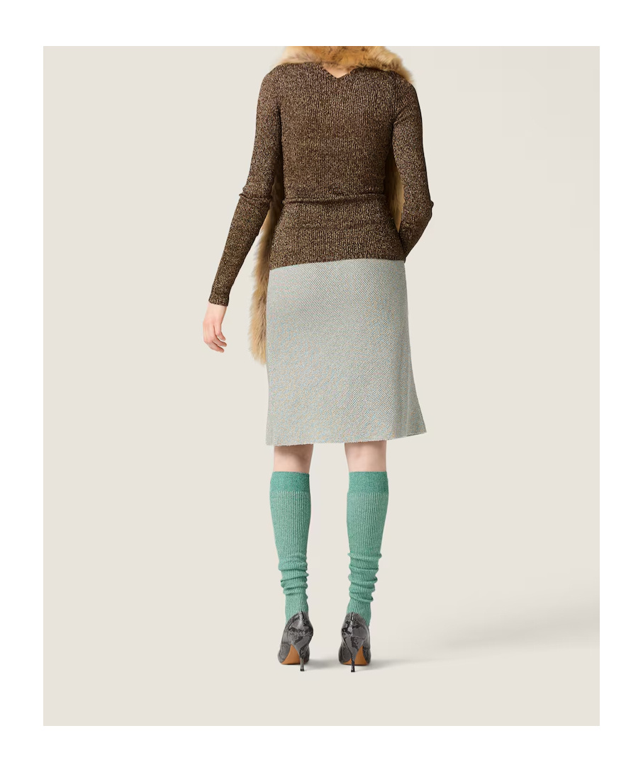 Miu Miu Ribbed-knit Flared Skirt In Gray