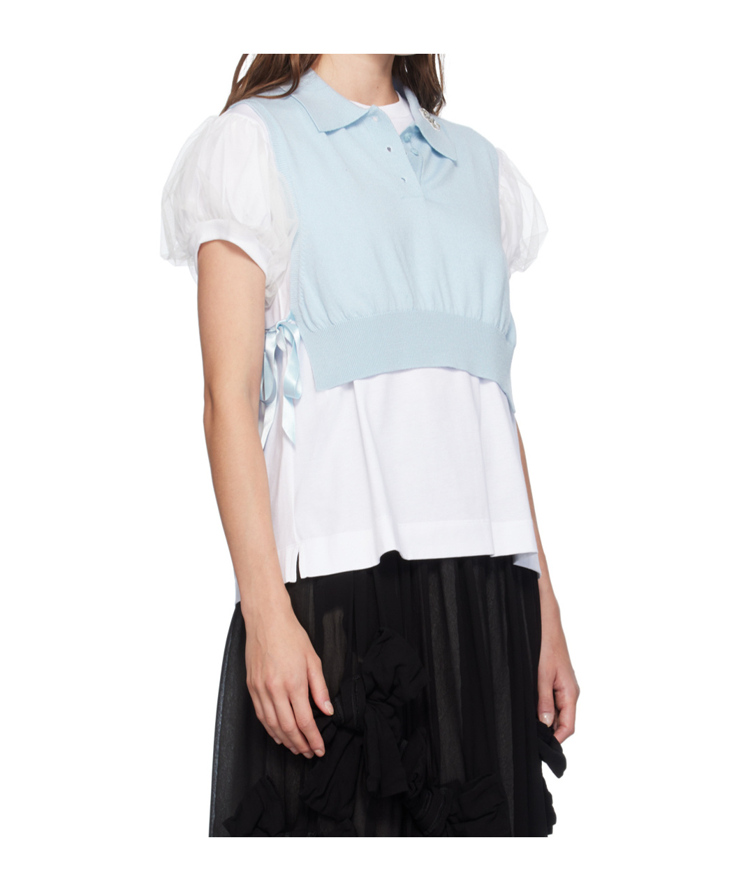 Simone Rocha Embellished Polo Collar Vest In Multicolor