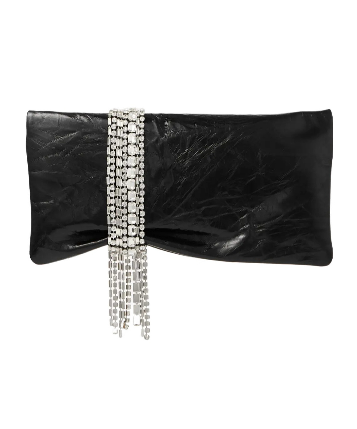 Jimmy Choo Zandra Crystal-embellished Clutch In Metallic Leather In Black