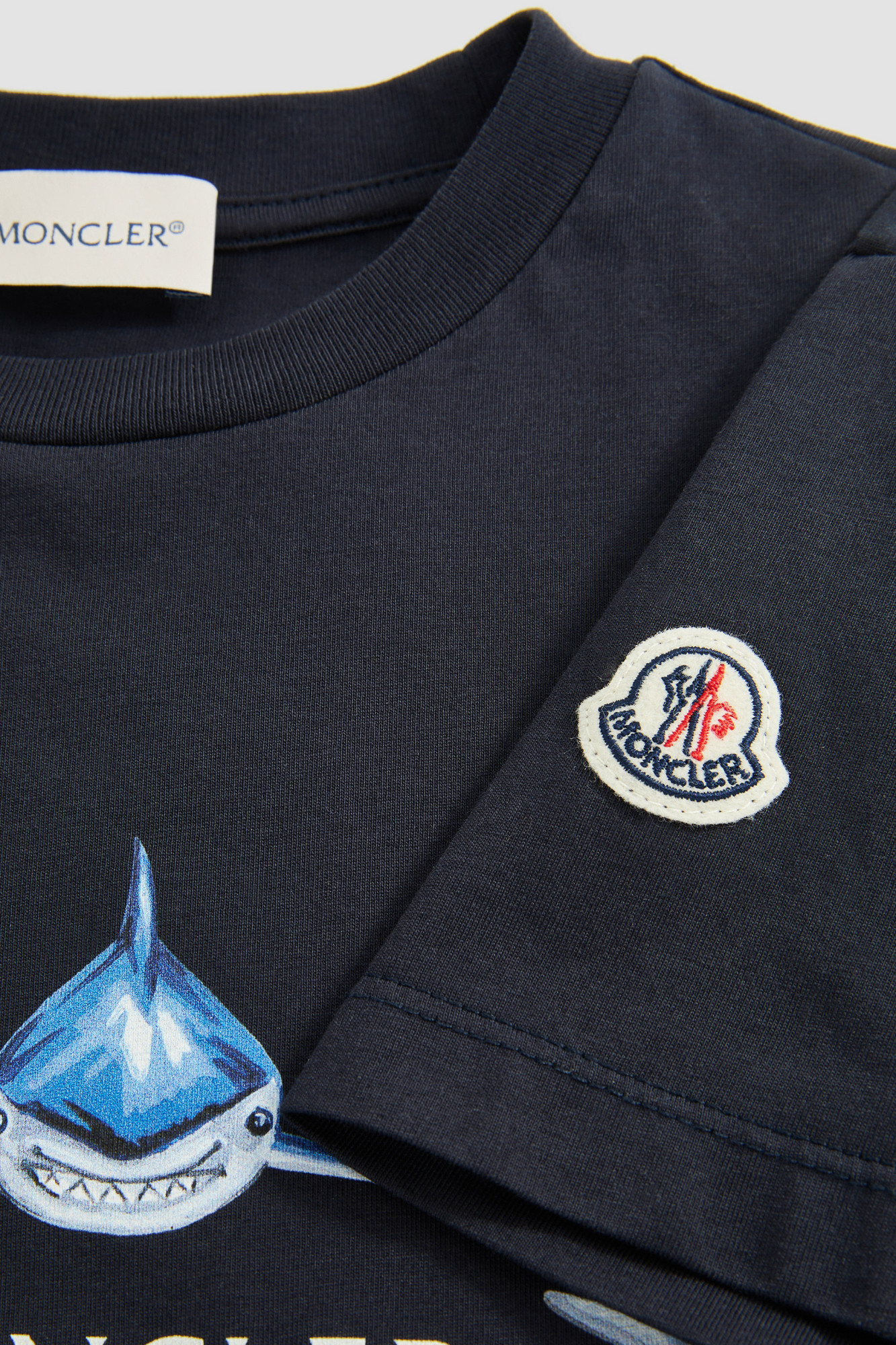 Moncler Shark Motif Cotton Jersey Set In Black