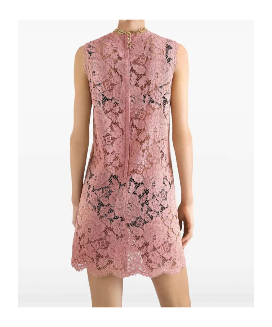 Dolce & Gabbana Floral-lace Midi Dress In Pink