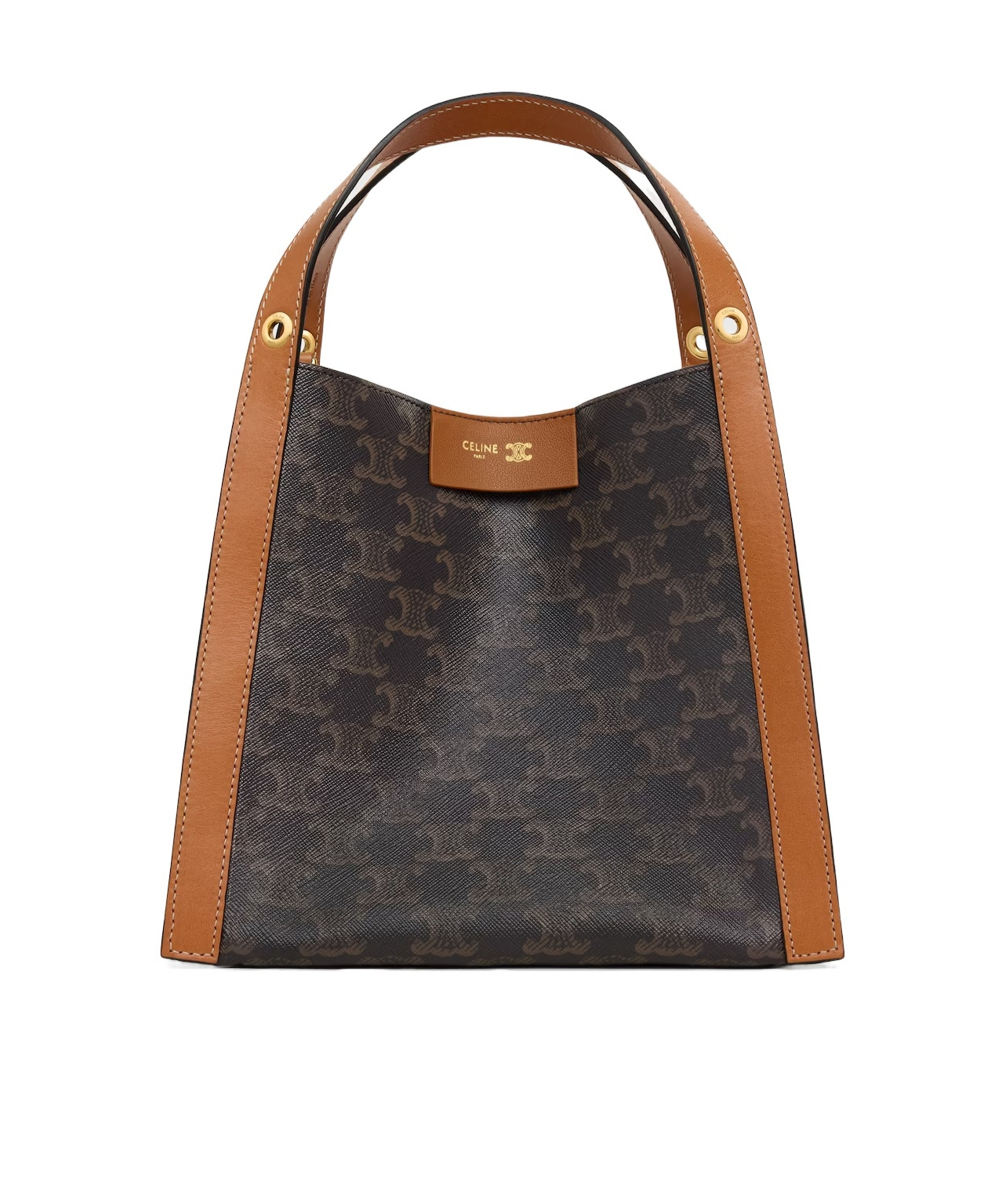 Celine Small Cube Bag In Triomphe Canvas And Natural Calfskin In Multi