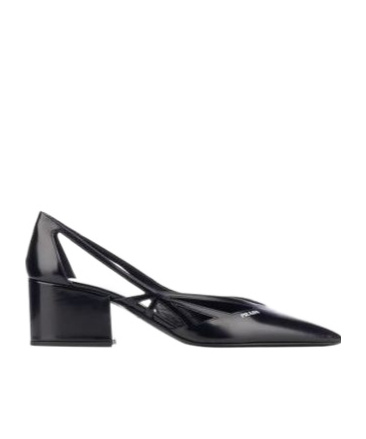 Prada Leather Cutout Block-heel Pumps In Black