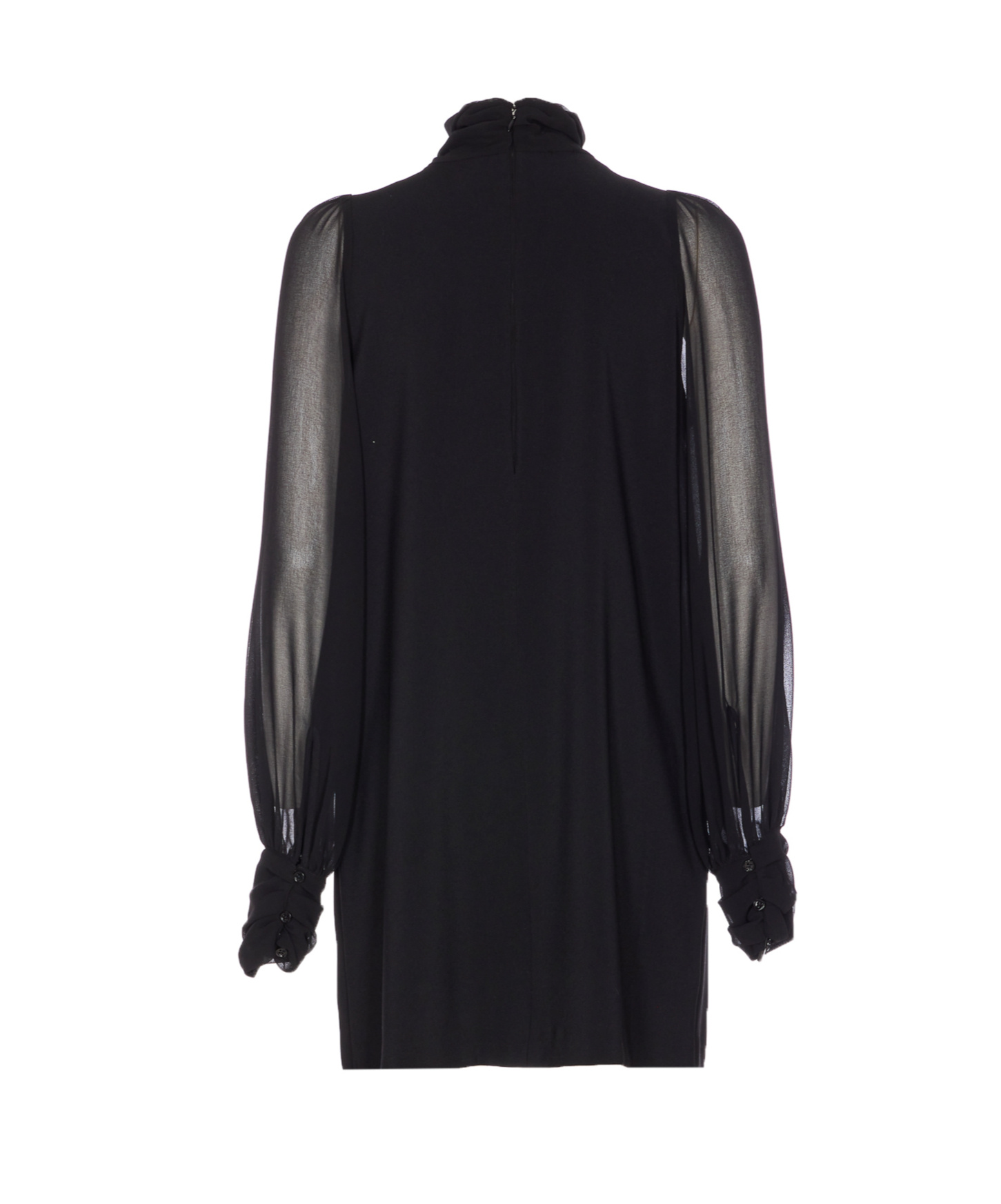 Pinko Dress With Georgette Sleeves And High Neck In Black