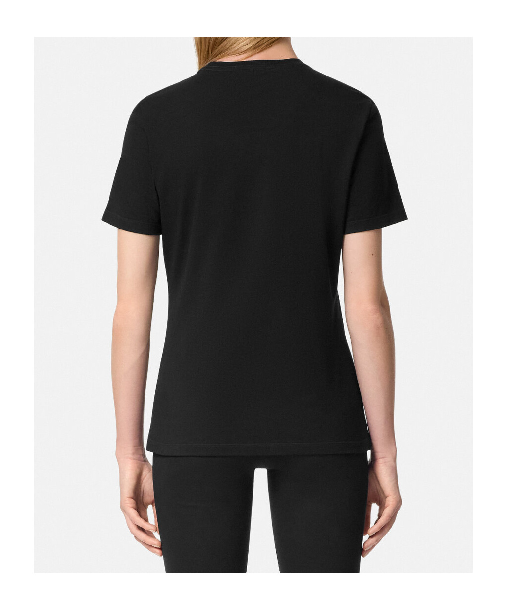 Versace Black Embellished Medusa T-shirt In Black