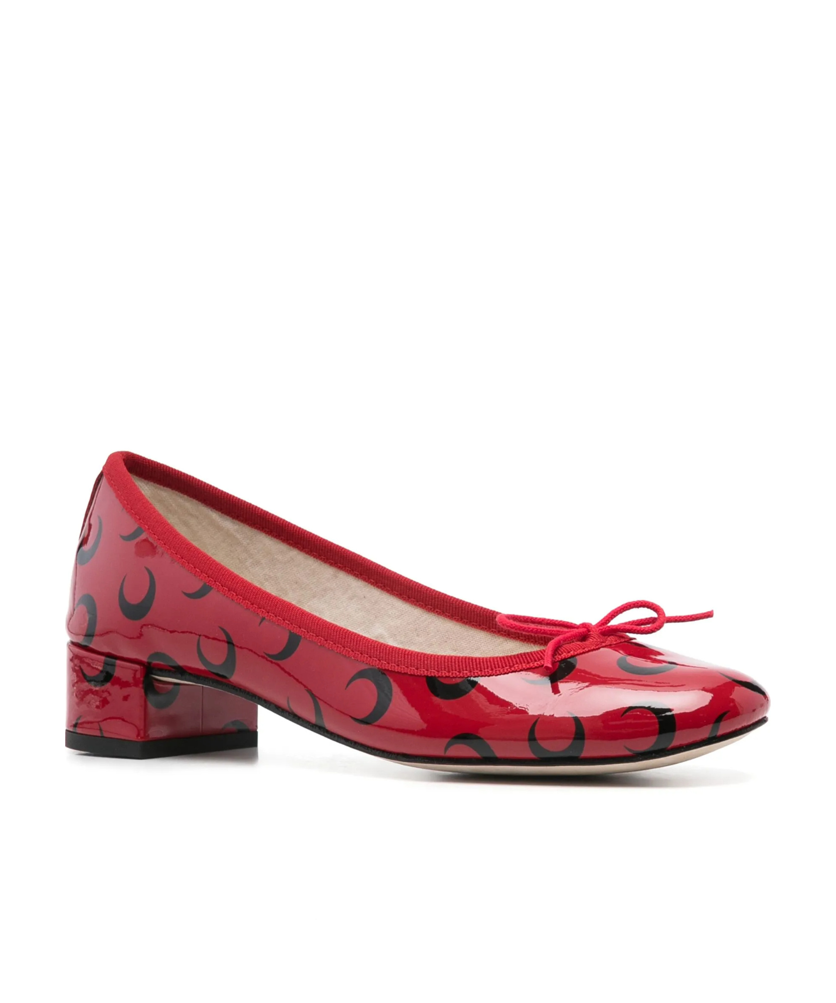 Marine Serre Moon Bow Ballerina Block Heel Shoes In Red