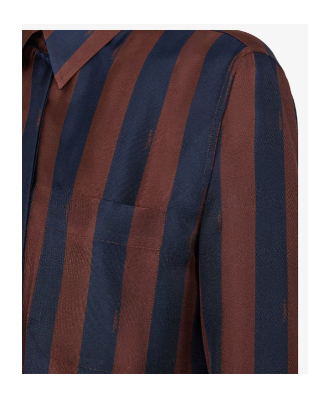 Fendi Striped Silk Shirt In Black