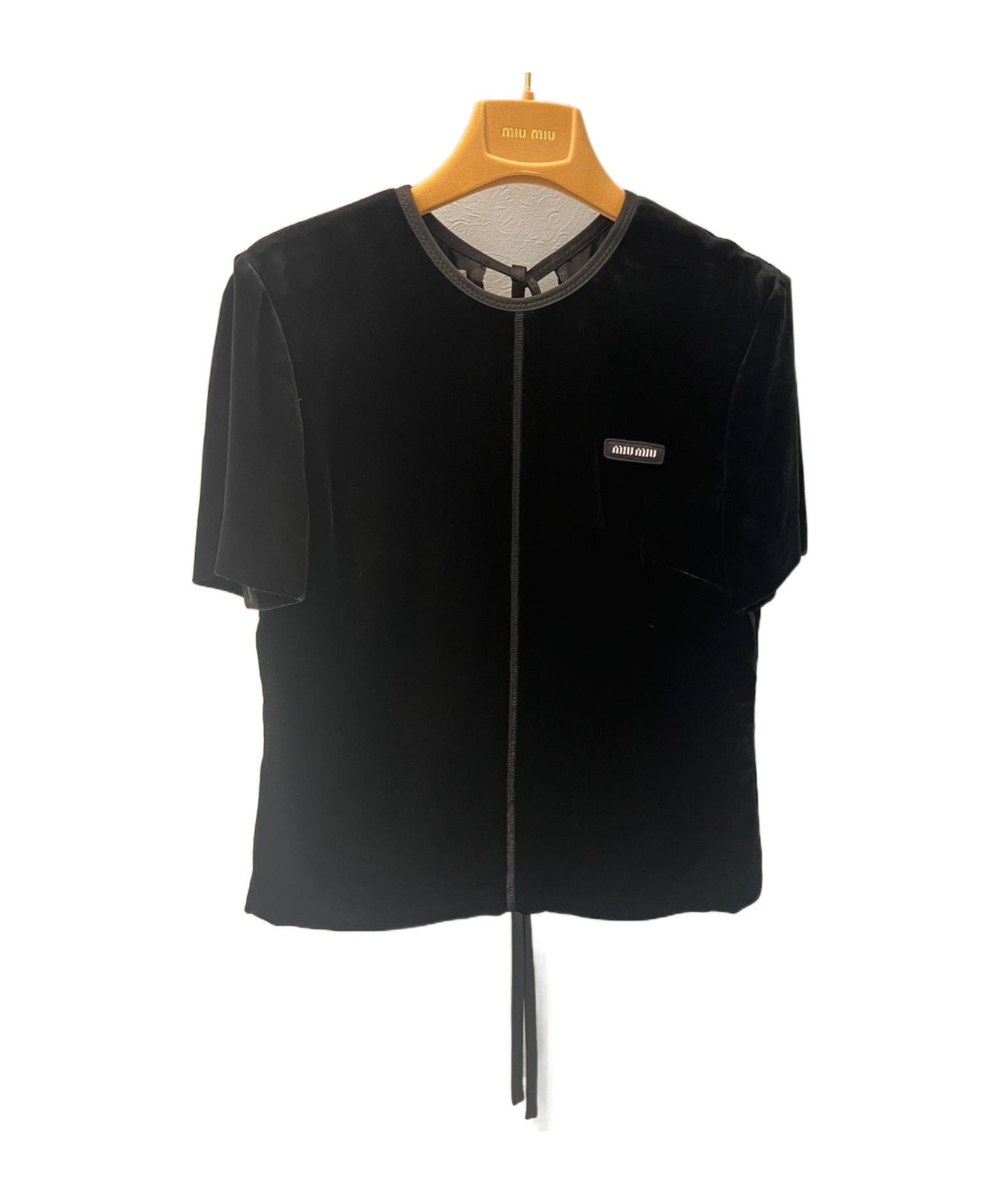 Miu Miu Logo Short-sleeved Blouse In Black