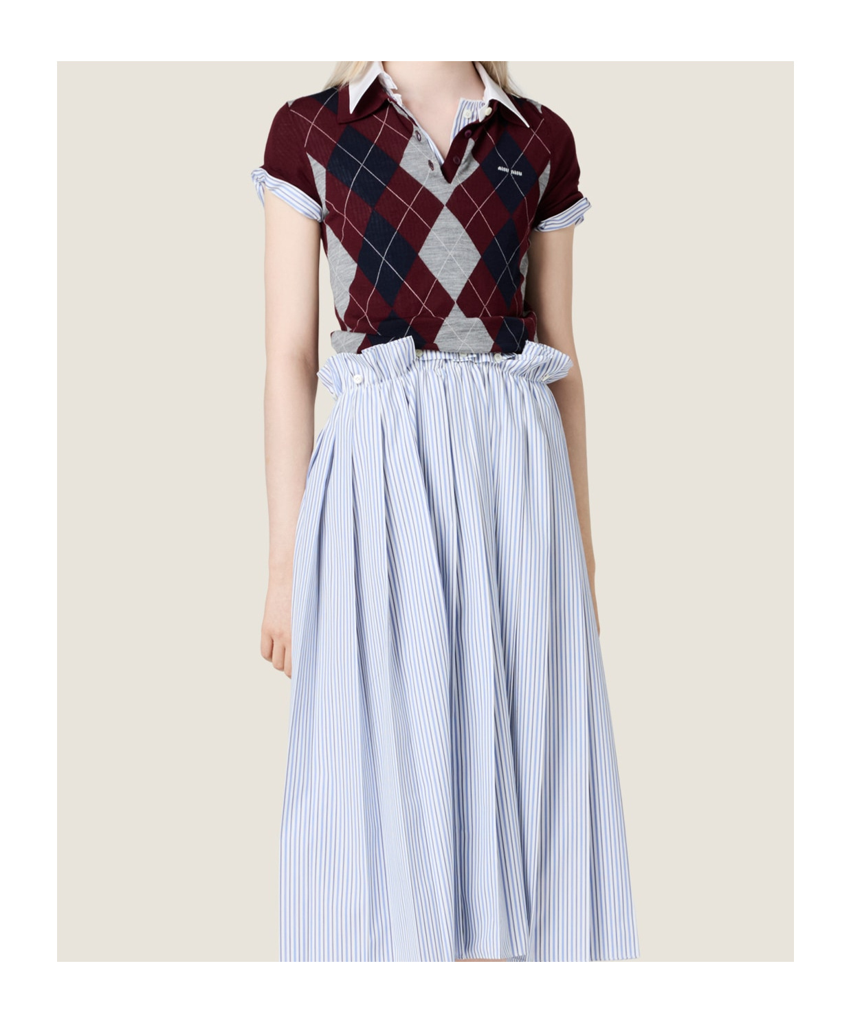 Miu Miu Burgundy Wool Polo Shirt In Burgundy
