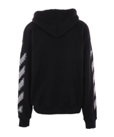 Off-white Brand-embroidery Kangaroo-pocket Relaxed-fit Cotton-jersey Hoody In Black