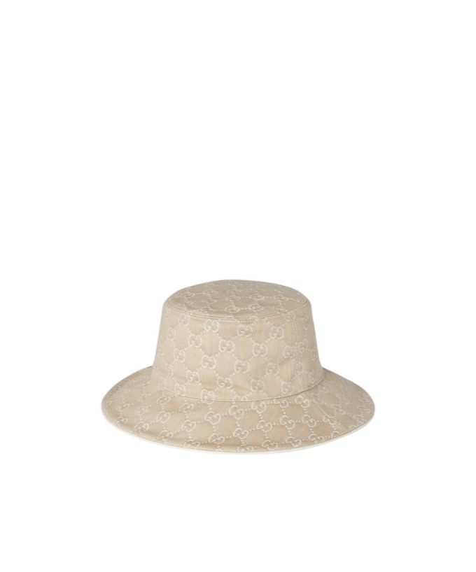 Gucci Gg Denim Bucket Hat With Horsebit In Multi