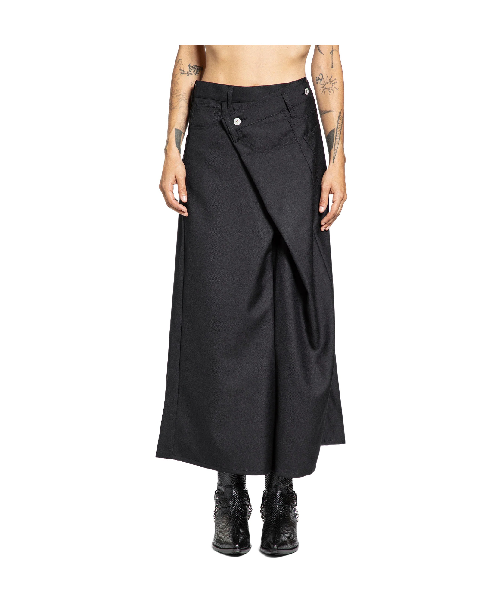 Junya Watanabe Asymmetric Patch Pocket Skirt In Black