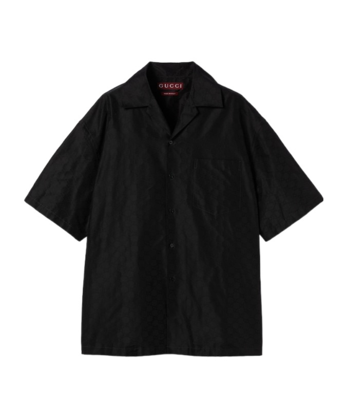 Gucci Classic Short-sleeve Cotton Shirt In Black