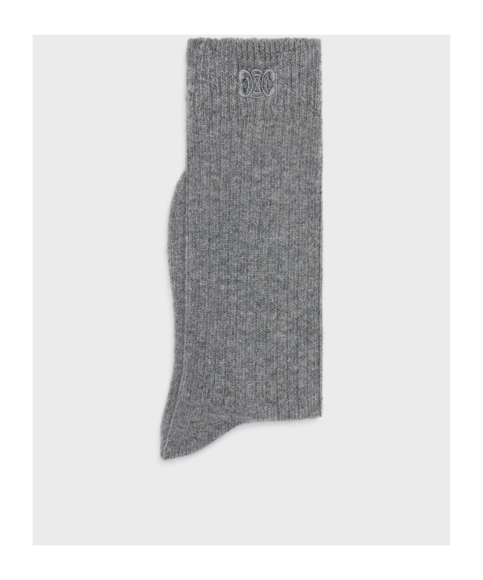 Shop Celine Triomphe Socks In Wool And Cashmere In Grey