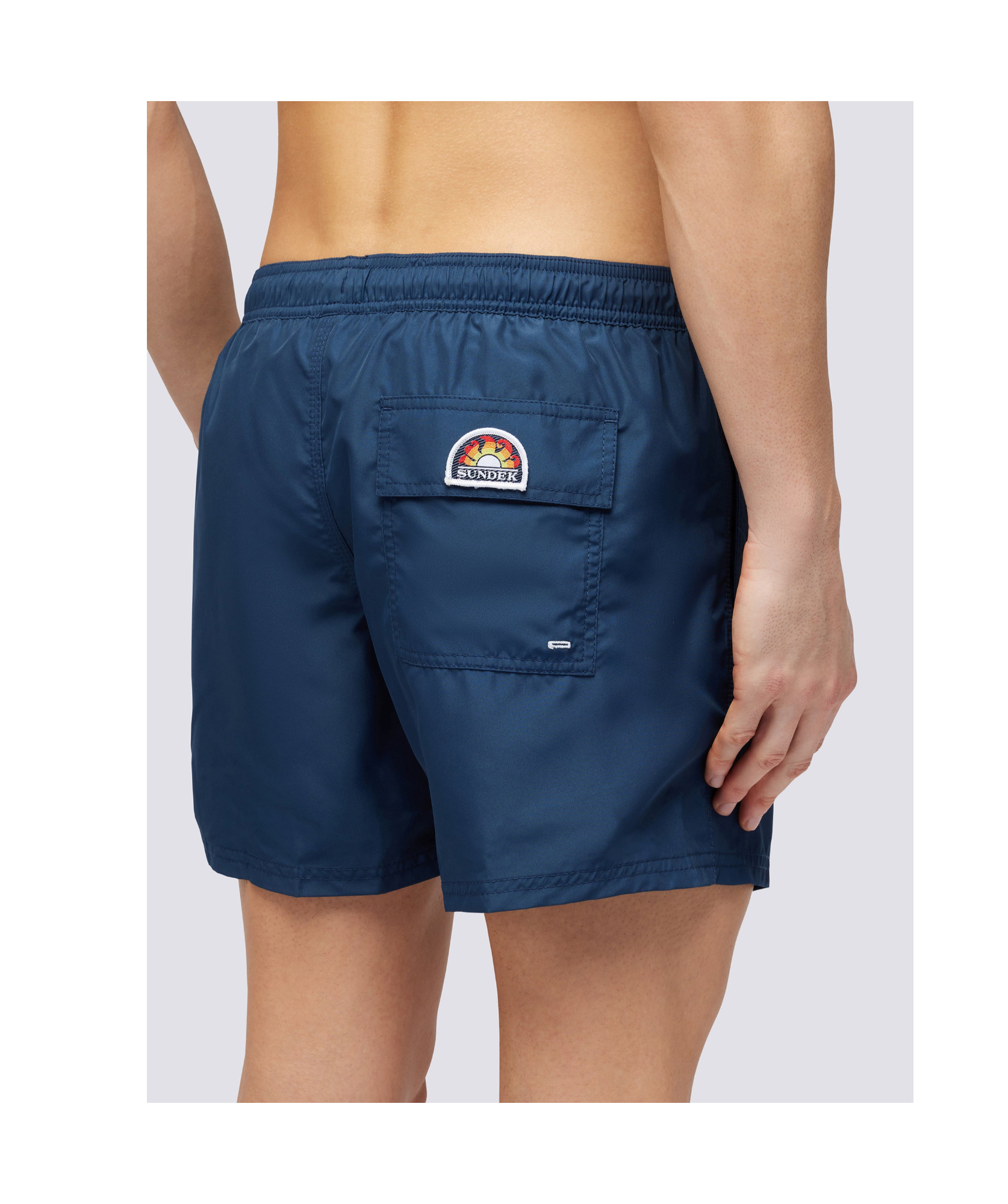 Sundek Elastic Waist-belt Swimming Trunks In Blue