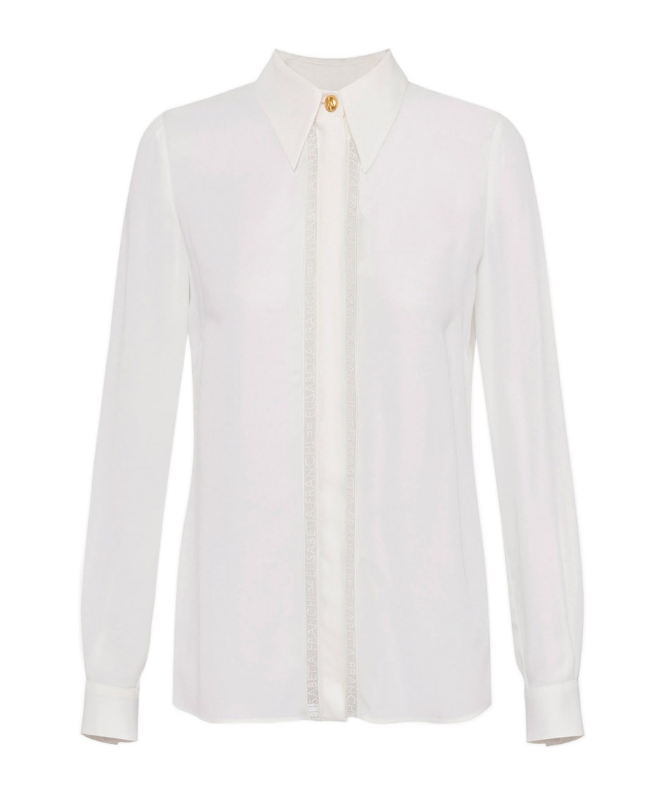 Elisabetta Franchi Shirt With Lettering Bands In White
