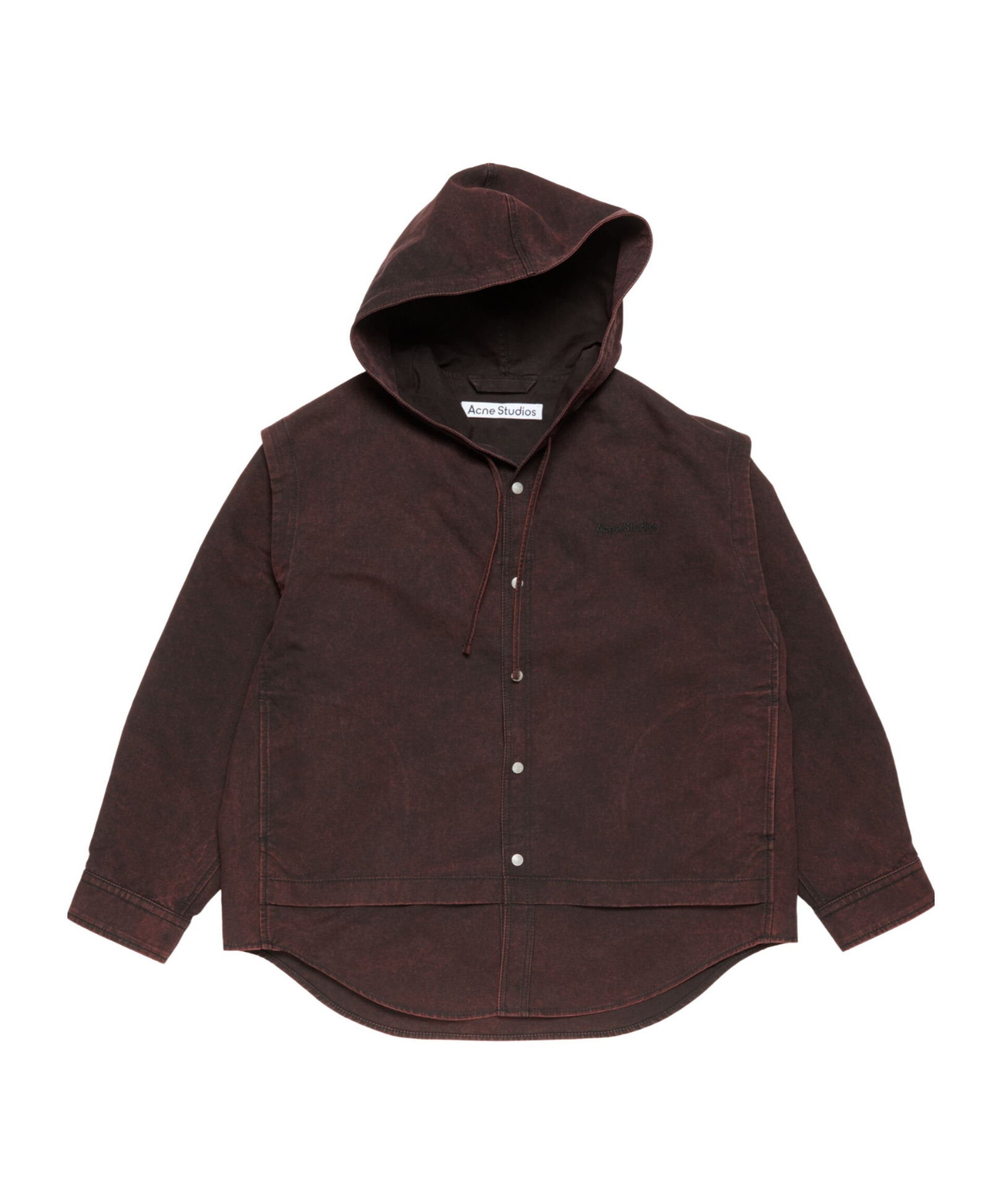 Acne Studios Hooded Organic Cotton Jacket In Burgundy