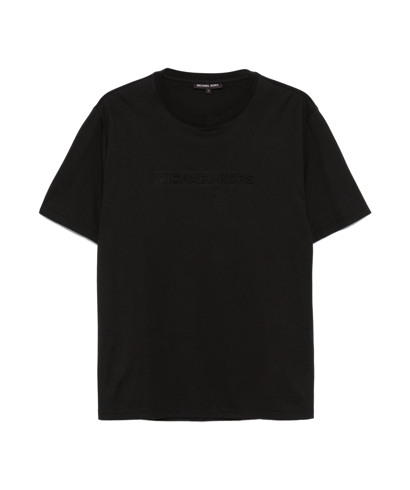 Michael Kors Logo Embossed Cotton T-shirt In Black