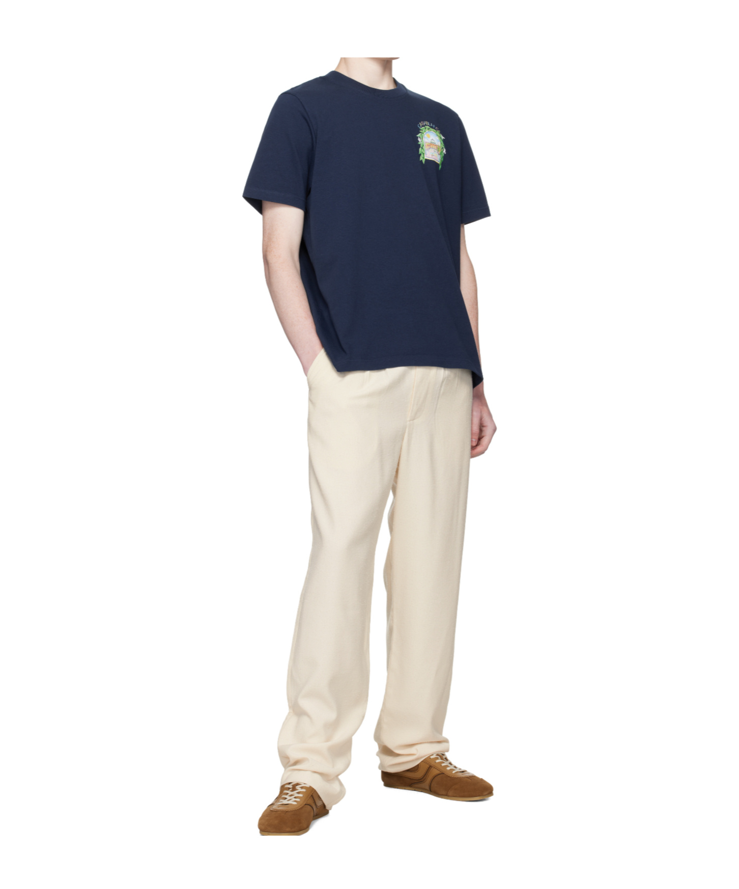 Casablanca Logo Crew Neck T-shirt In Blue