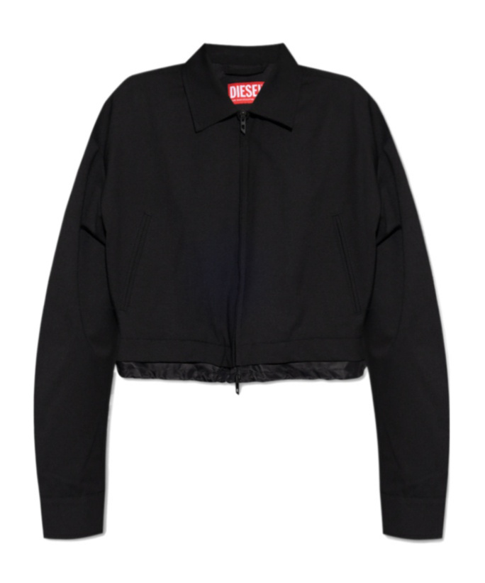 Diesel Cropped Jacket In Tailoring Fabric And Nylon In Black