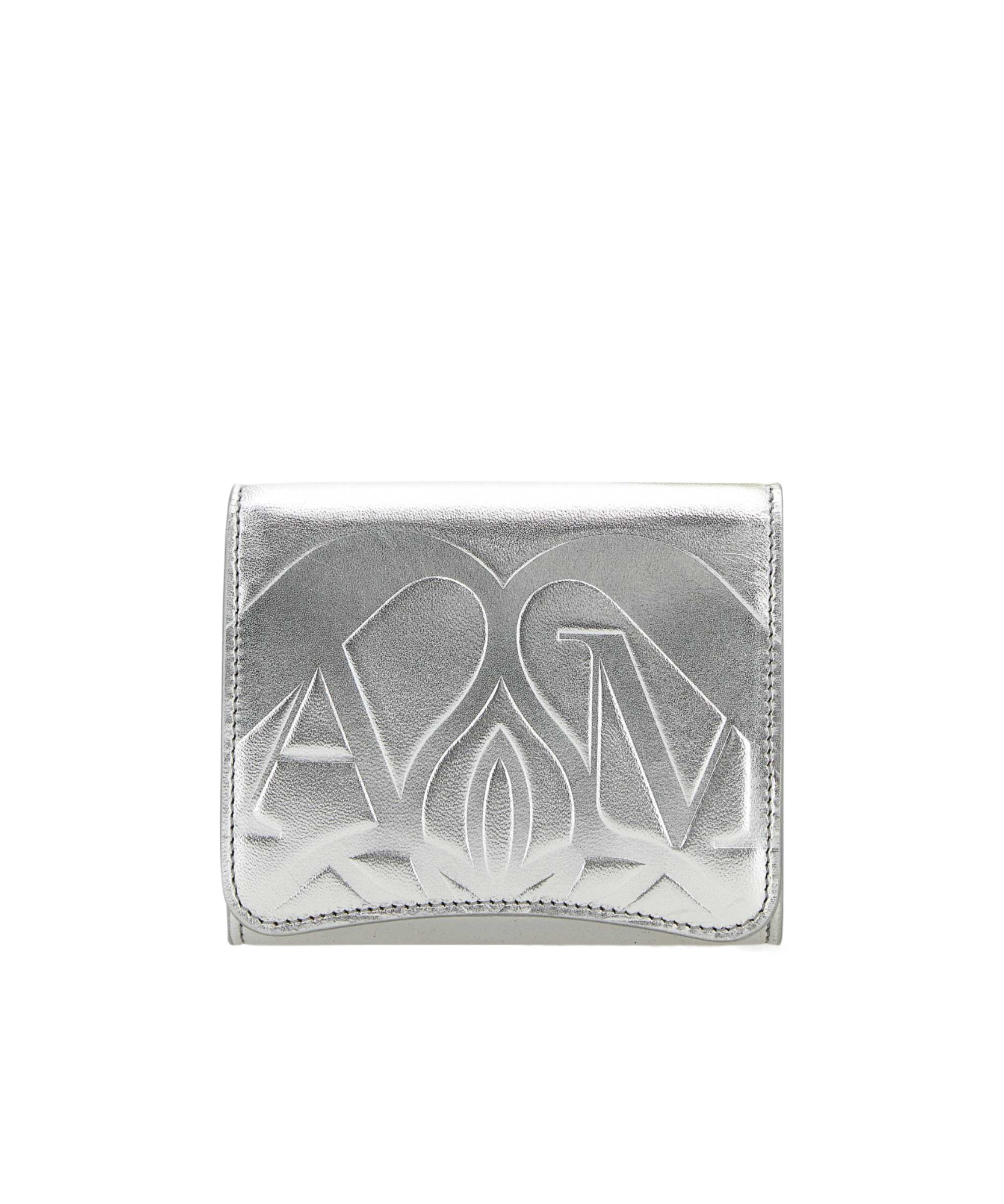 Alexander Mcqueen Logo Detailed Tri-fold Wallet In Gray