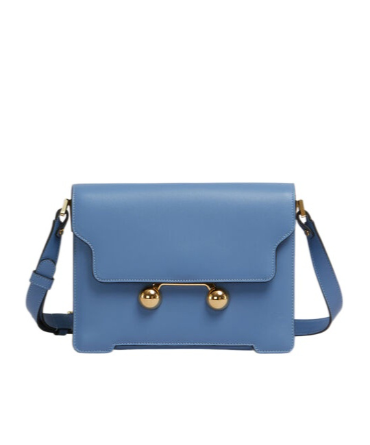 Marni Blue Leather Trunkaroo Medium Shoulder Bag In Blue