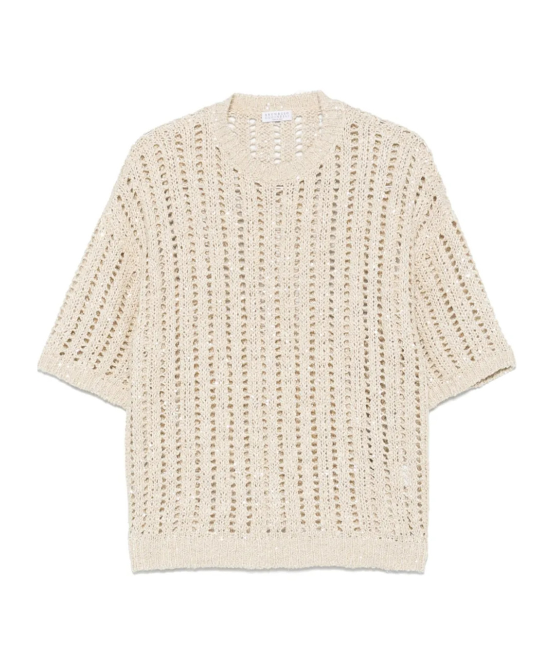 Brunello Cucinelli Sequin-embellished T-shirt In Nude