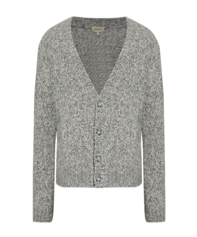 Woolrich Alpaca Wool-blend Speckled Cardigan In Gray