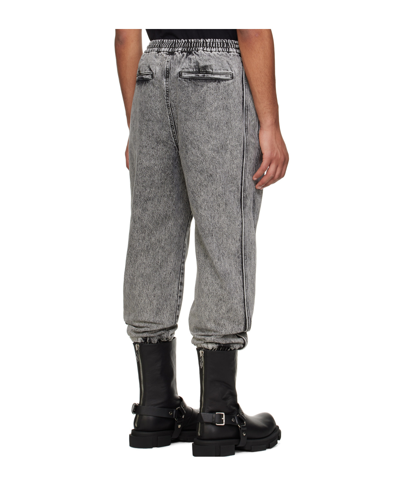 Juunj Faded Lace-up Denim Pants In Gray