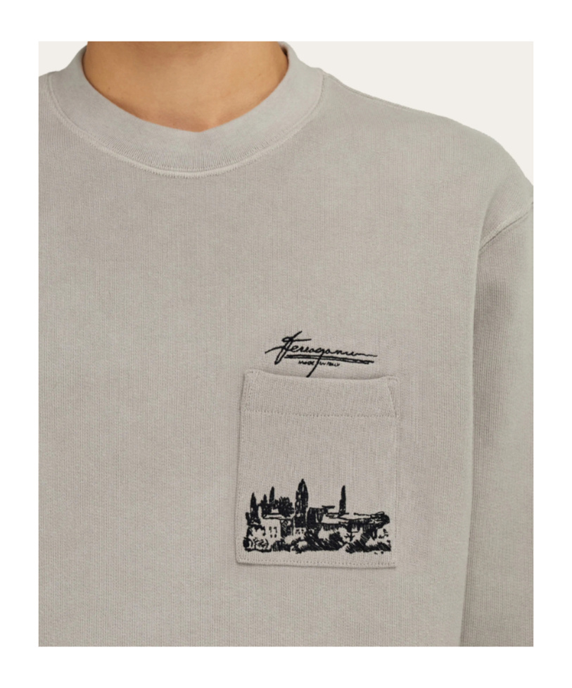 Ferragamo Back To Earth - Tuscany Print Sweatshirt In Gray