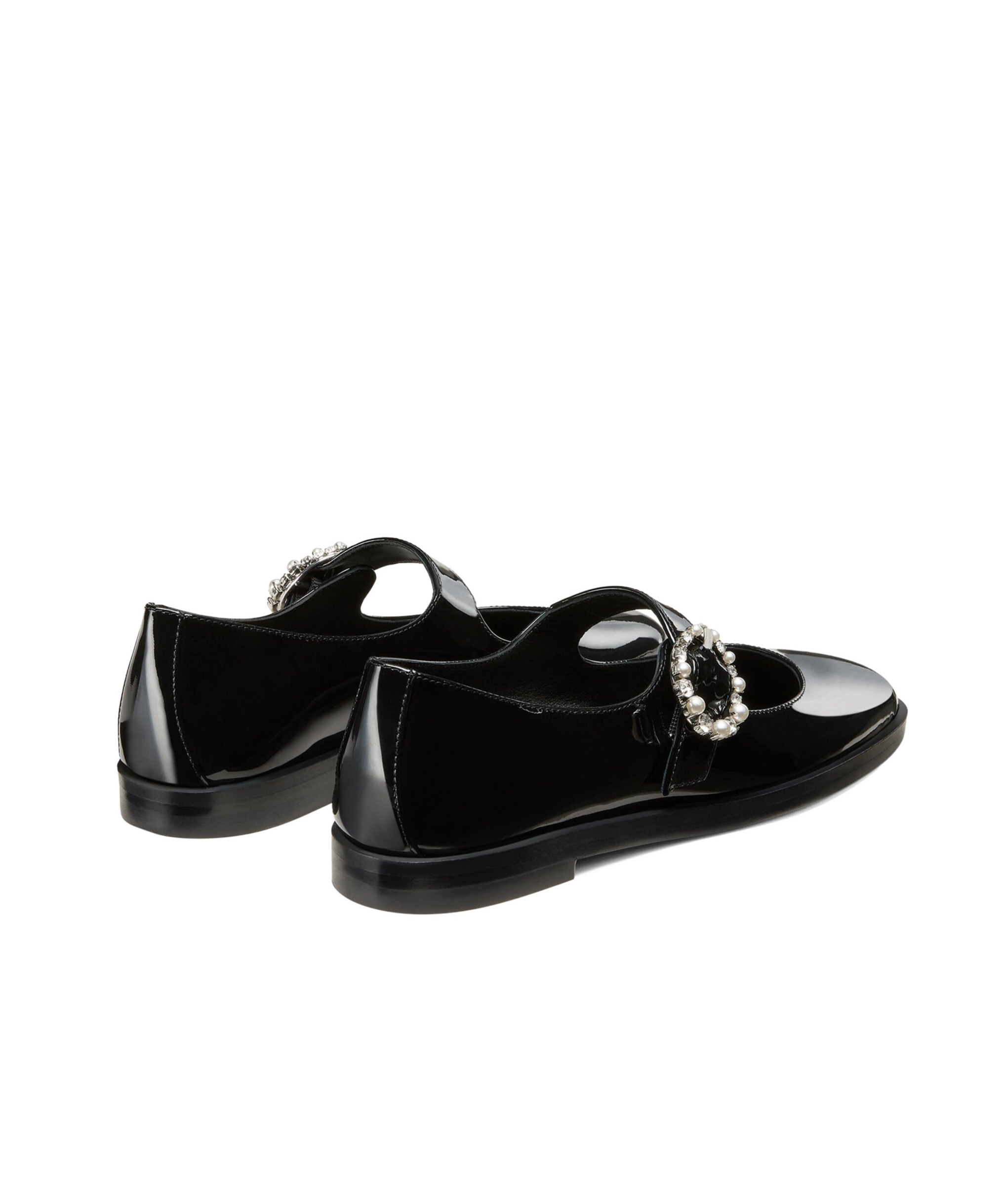 Stuart Weitzman Loralei Patent Mary Jane Ballerina Flats In Black