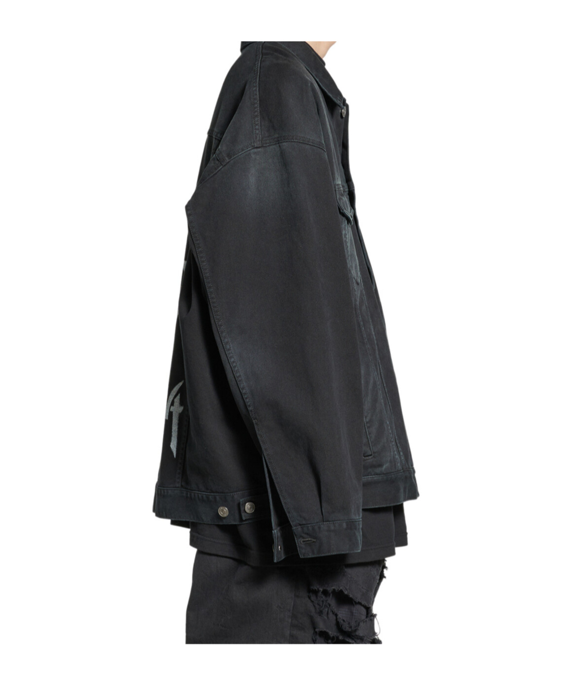 Balenciaga Political Campaign-logo Oversized Denim Jacket In Black