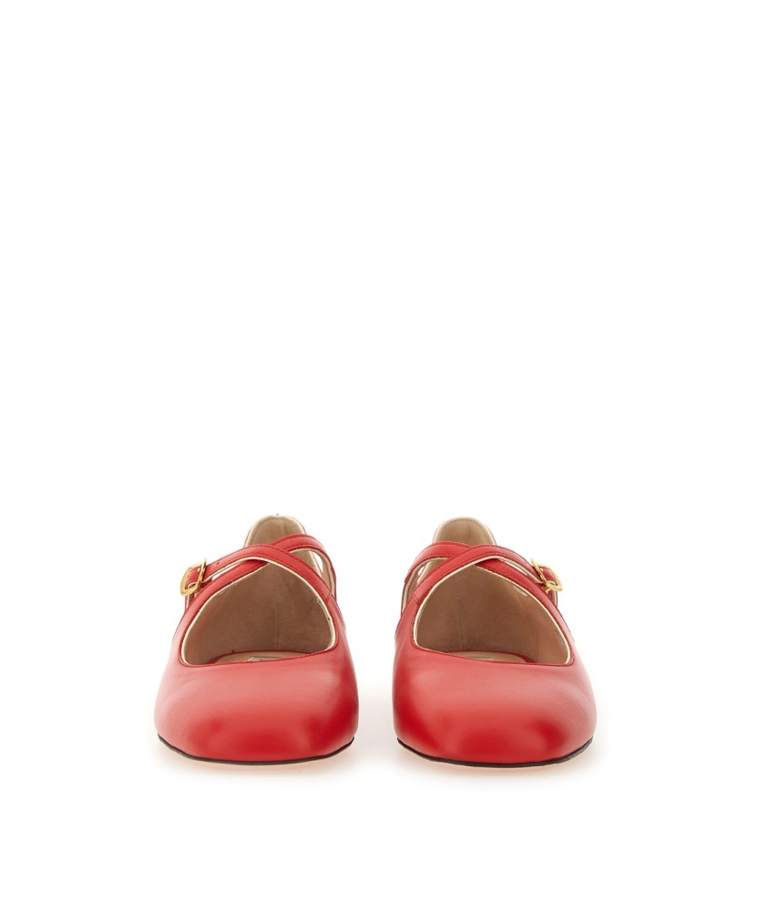 Bally Beliska Cross-strap Leather Ballet Flats In Red