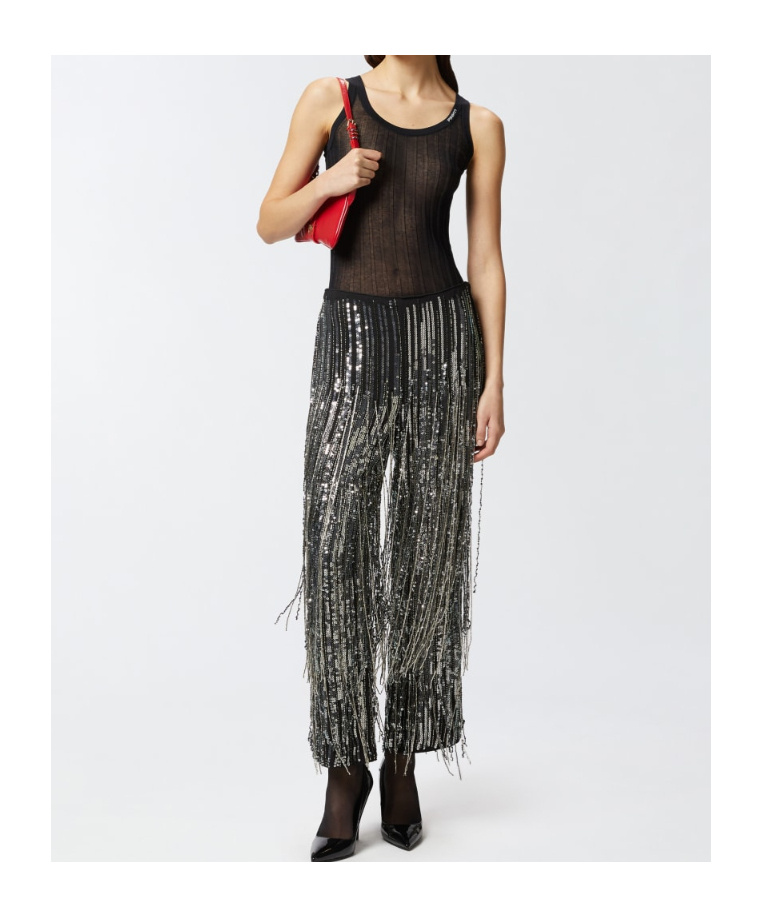 Pinko Sequinned Trousers In Black