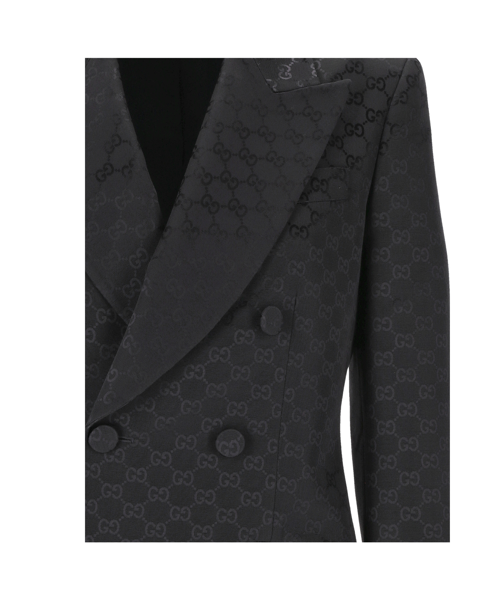Gucci Gg Jacquard Button-up Blazer In Black