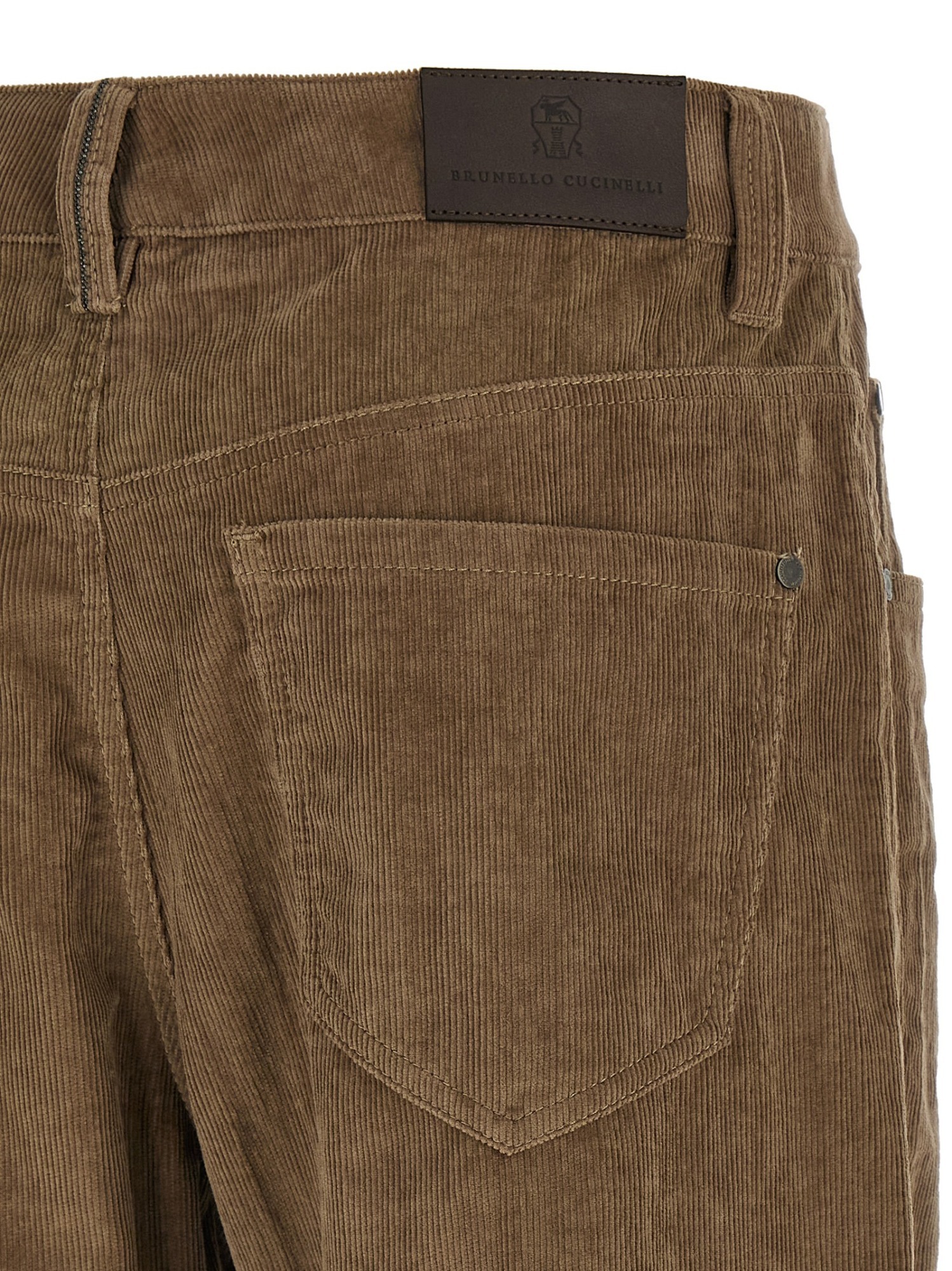 Brunello Cucinelli Straight Leg Corduroy Trousers Featuring Pockets In Brown